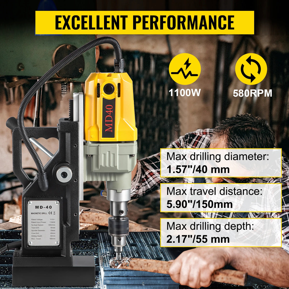 SucceBuy Industrial Magnetic Drill Press Bench Top Machine