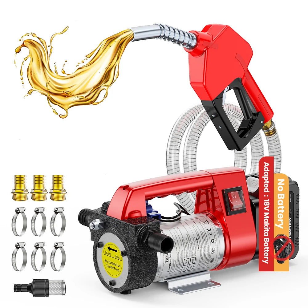 Taskstar 21V Electric Fuel Pump For Diesel Kerosene Trucks Tractors Diesel Transfer Pump 45 L/min For Makita 18V battery pin
