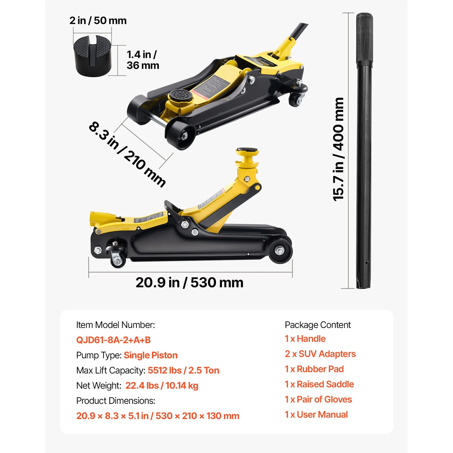 SucceBuy Low Profile Floor Jack Steel Racing Floor Jack with Single Piston Lift Pump Hydraulic Trolley Car Lift for Cars ATVs