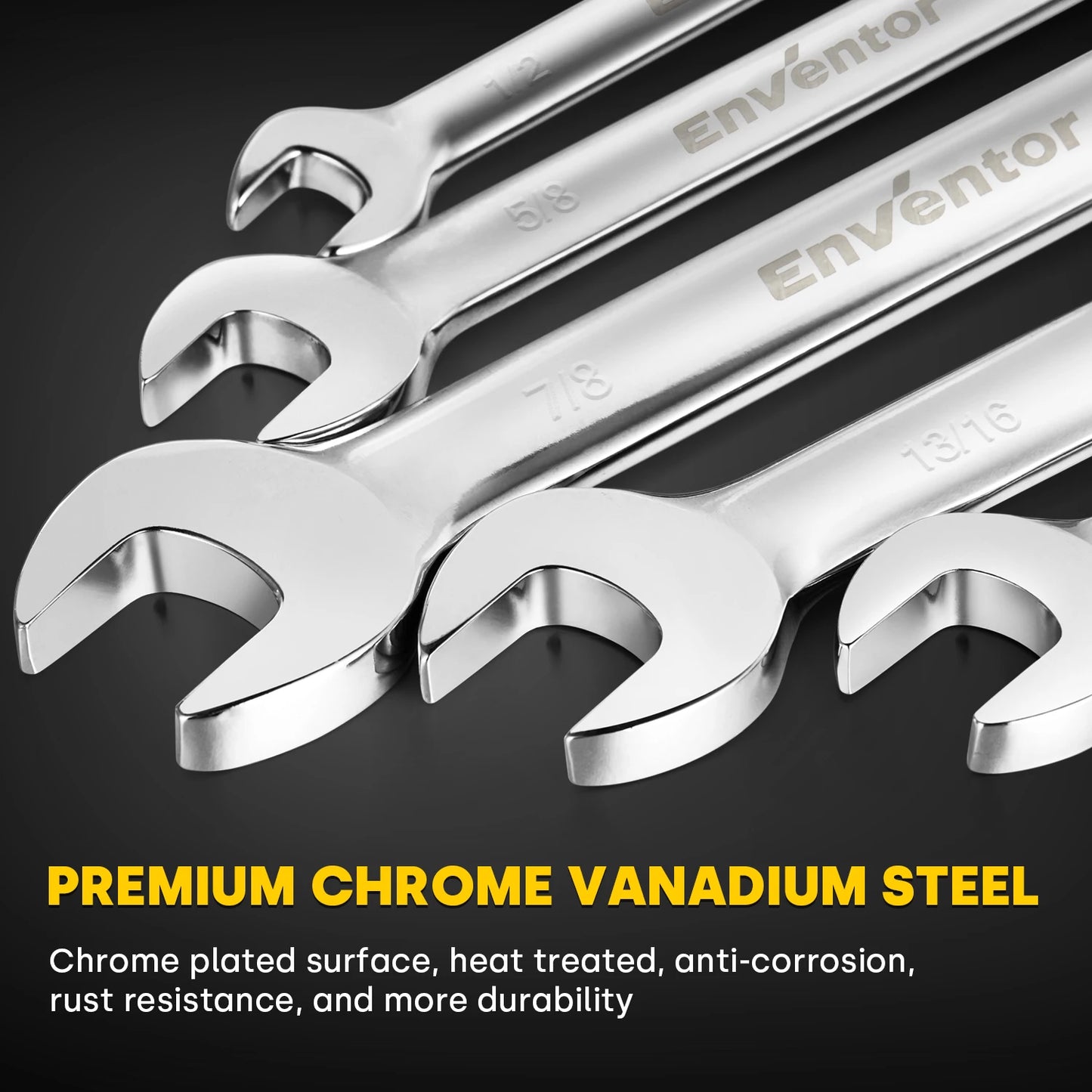 Enventor 12 Pieces Ratcheting Wrench Set SAE 1/4-7/8" 180° Flex Head 12-Point Combination Ratchet Wrenches Set For Garage Home