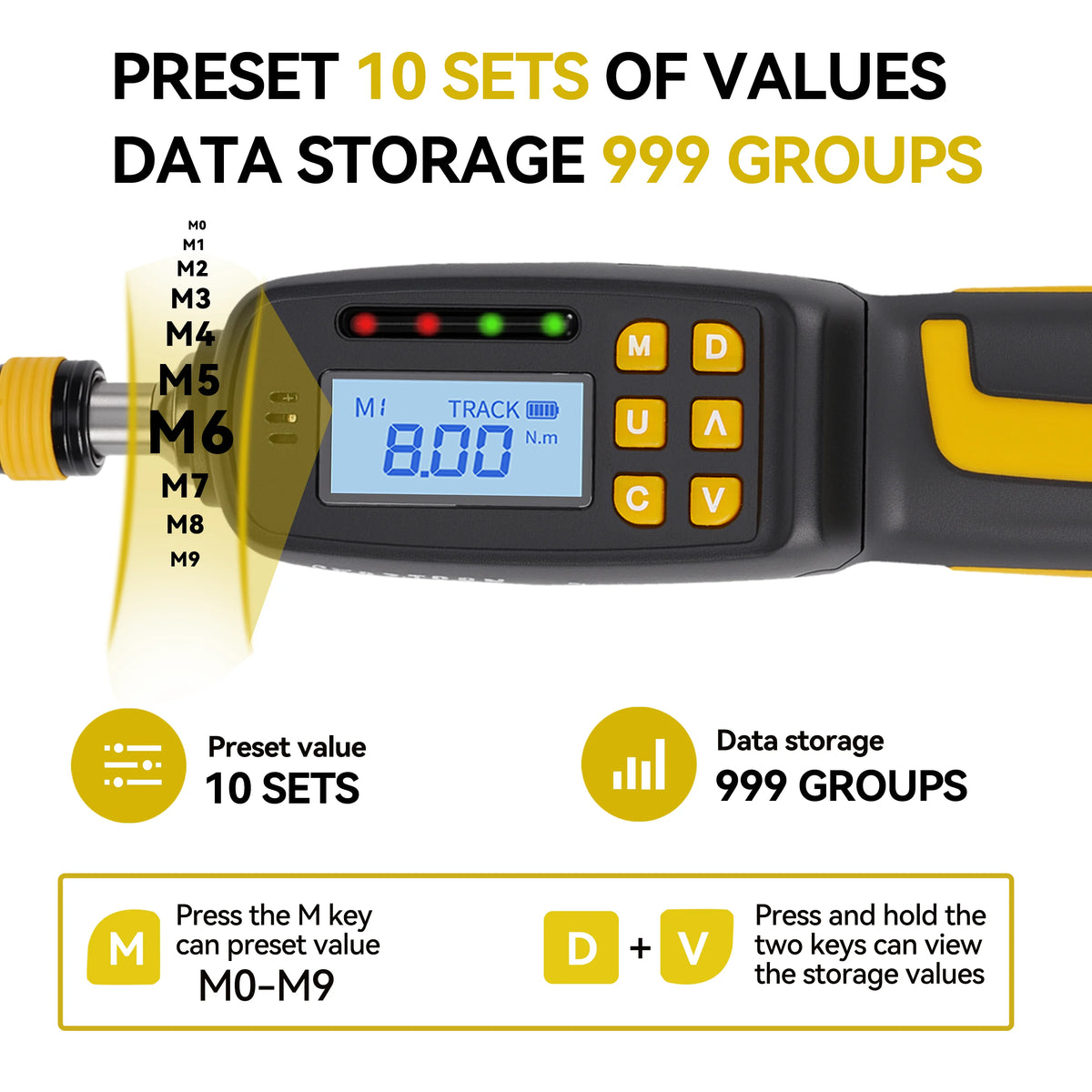 Digital Torque Screwdriver Kit 2.6-70.8 in-lbs Adjustable Torque Screwdriver 1/4" Drive 38PCS Bits & Sockets Set For Bike