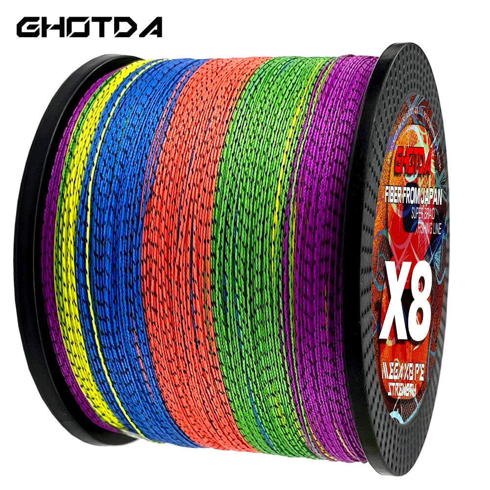 GHOTDA Braided Fishing Line Speckle PE Fishing Line 8 Strand Saltwater 18LB-78LB Fishing Wire Carp Multicolor Multifilament Line