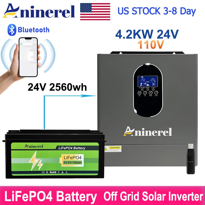 Aninerel LiFePO4 Battery And Hybrid Solar Inverter System