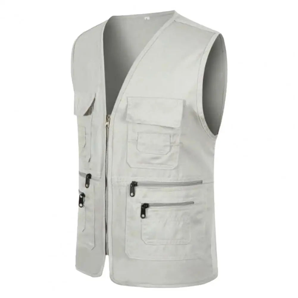 Men Vest Multi-Pocket Outdoor Waistcoat Casual Sleeveless Jacket Plus Size Slim Fit Outerwear Male Clothes Photographer Vest