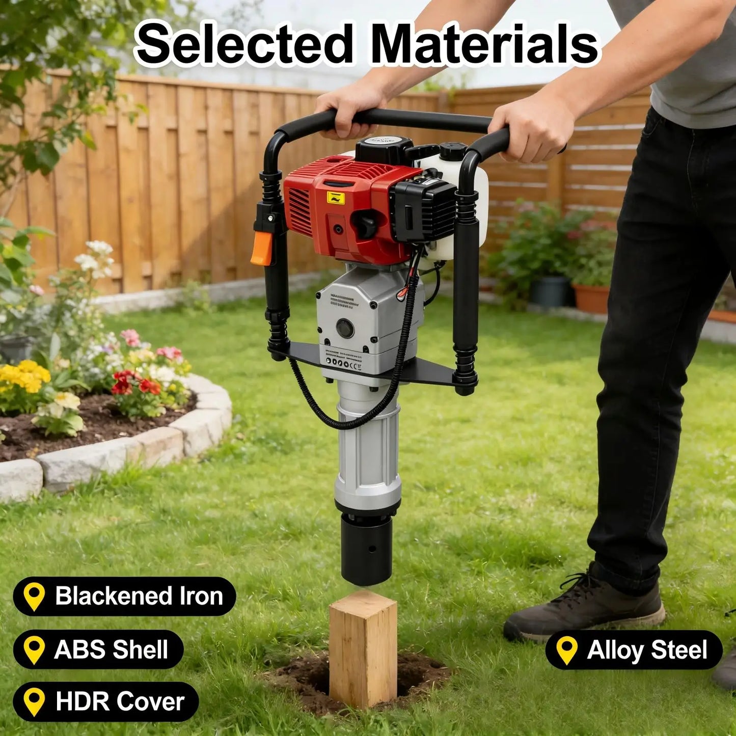 52CC Pile Driver 55-70mm Sleeve1900W 52CC Two-Stroke Engine Suitable For Professional Or Daily Household Users Fences Star Etc