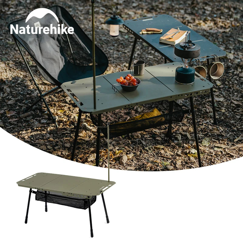 Naturehike H02 Adjustable Folding Camping Table With Storage