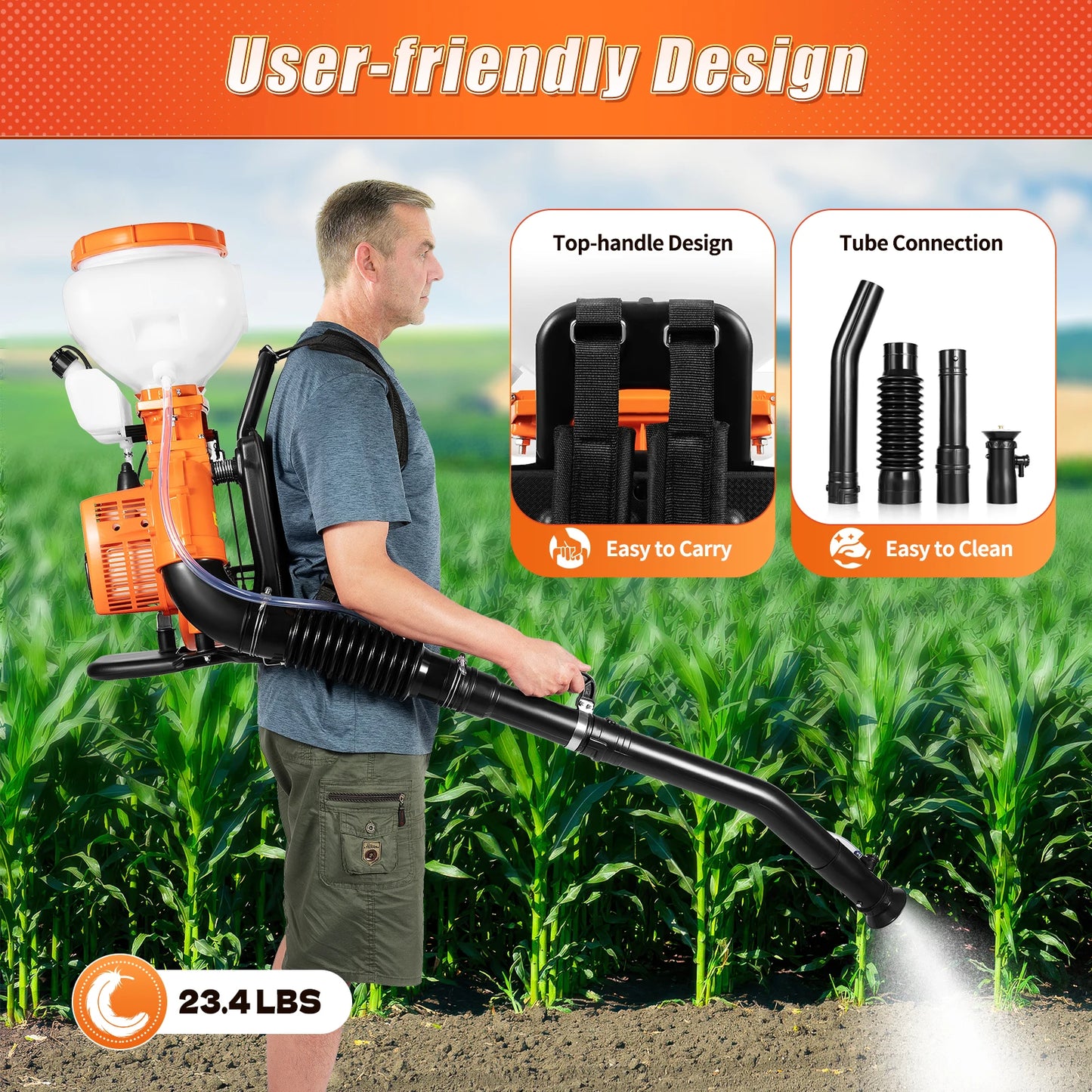 Backpack Sprayer 41.5CC 2-Stroke Gas Powered Agricultural-Mist-Duster 14L Tank for Farm Pesticide Disinfection