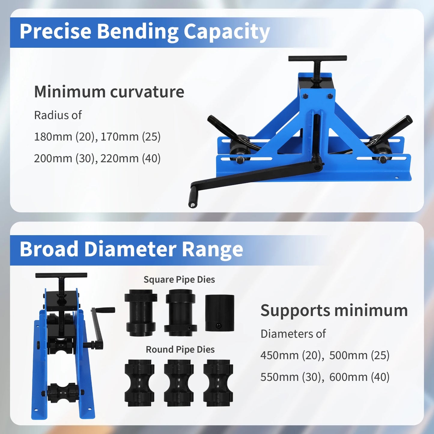 TR-40 Copper Aluminum Pipe Bending Tool Square Tube Pipe Roller Rolling Bender for Bending Steel Aluminum Copper Pipe Pipe Cable