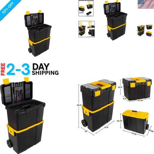 Tool BoxPortable Stackable Tool Chest with Ergonomic Handle for Easy Mobility and Compact Storage