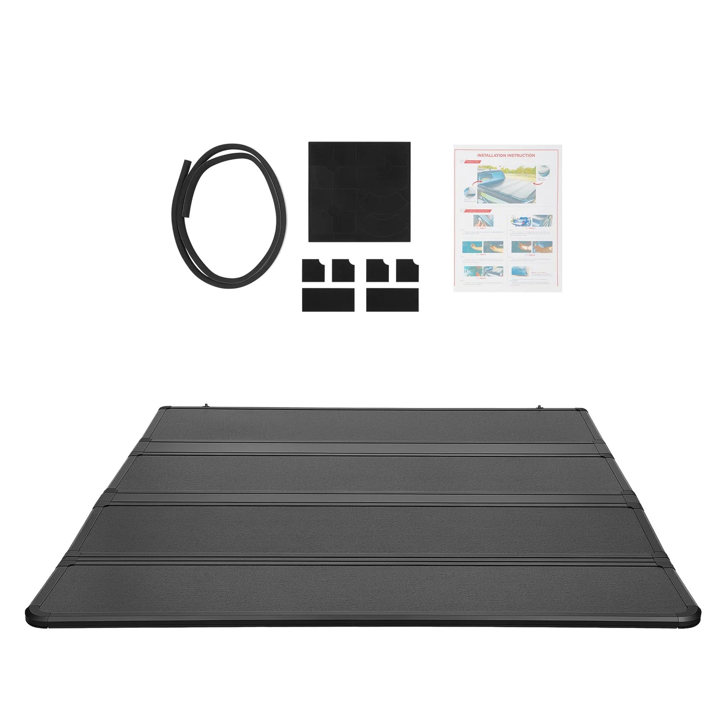 Tonneau Cover, Truck Bed Tonneau Cover, Ford F150 Tonneau Cover, Quad Fold Hard Folding, 5.5ft Bed, 67 inch, Aluminum, Black, Waterproof, UV Resistant, Fit for Ford F-150 2015 2016 2017 2018 2019 2020 2021 2022 2023 2024 2025