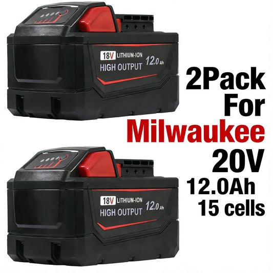 2-Pack 12000Ah High Capacity Replacement Battery for Milwaukee M18 18V Batteries Model 48-11-1890 48-11-1850