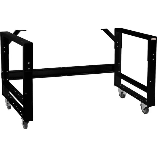 Adjustable Height Garage Workbench Table with Casters, 26 Depth, 56 Back Support, Black