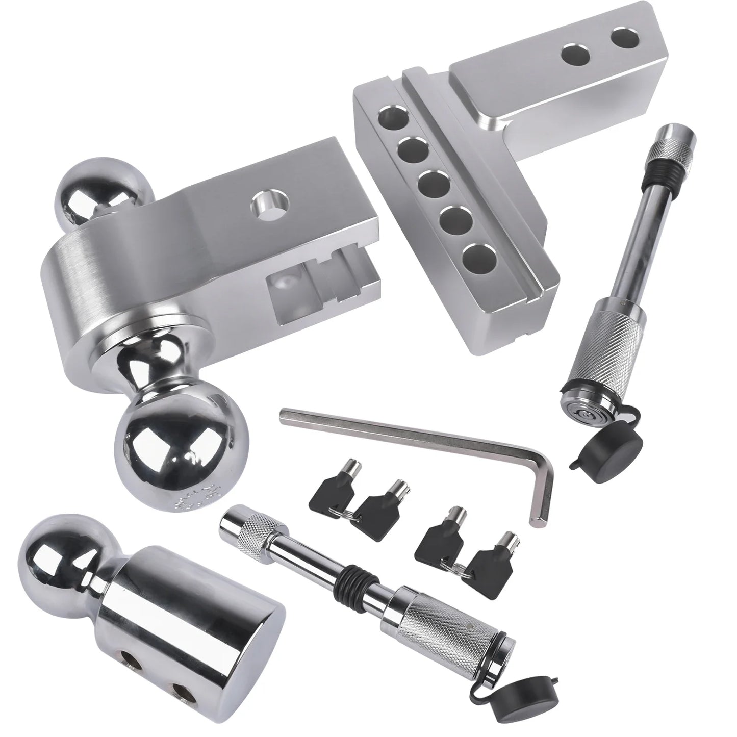 AP03 2" Receiver 4" Drop Rise Adjustable Towing Hitch Tri-Ball Mount Trailer 12,500 LBS