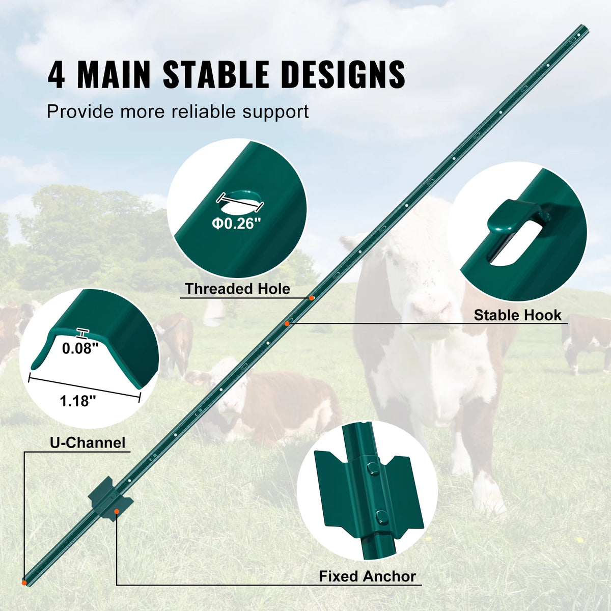 SucceBuy Heavy Duty Steel T-Post Stakes for Garden and Farm Fencing