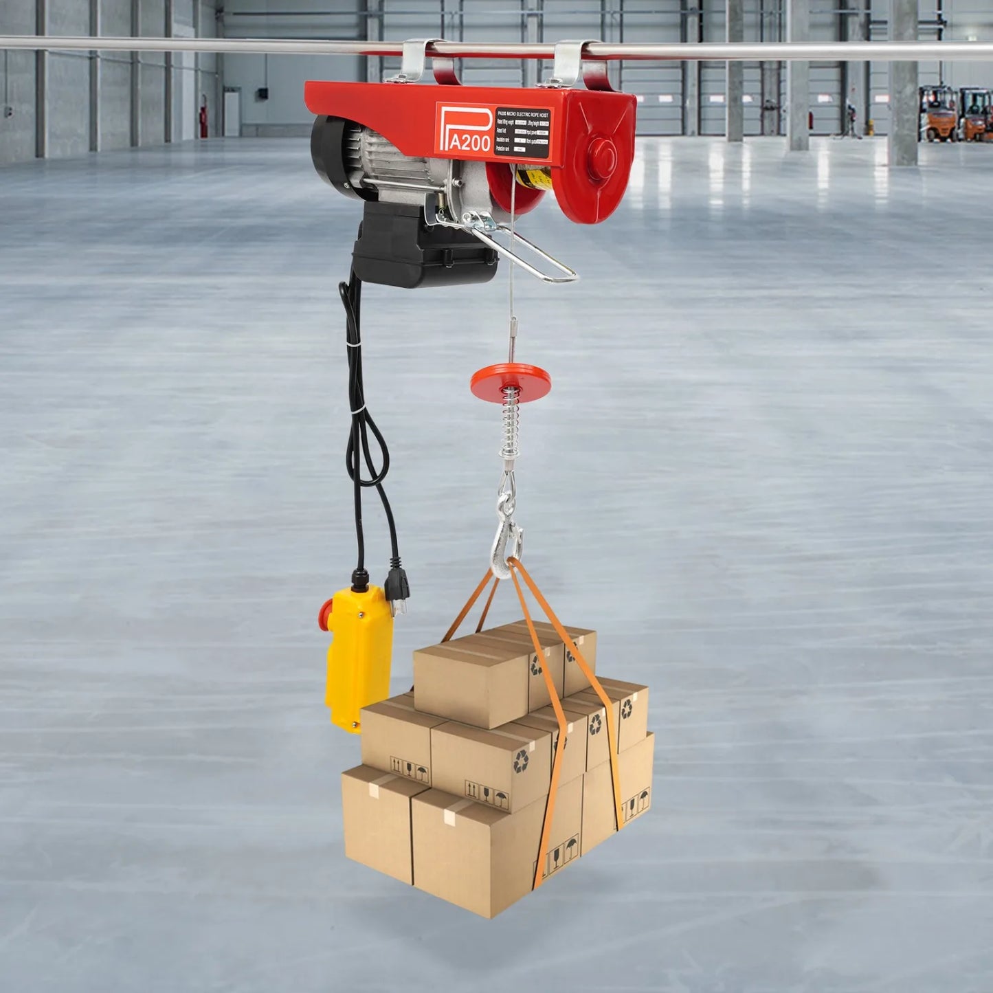 200kg (440LBS) Electric Hoist Winch with Remote Control - 110V Engine Crane for Garage, Workshop Lifting