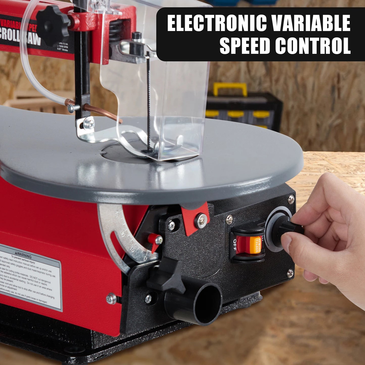 16-Inch Variable Speed Scroll Saw with Tilting Worktable (0-45°) LED Light & Dust Port Ideal for Woodworking Crafting
