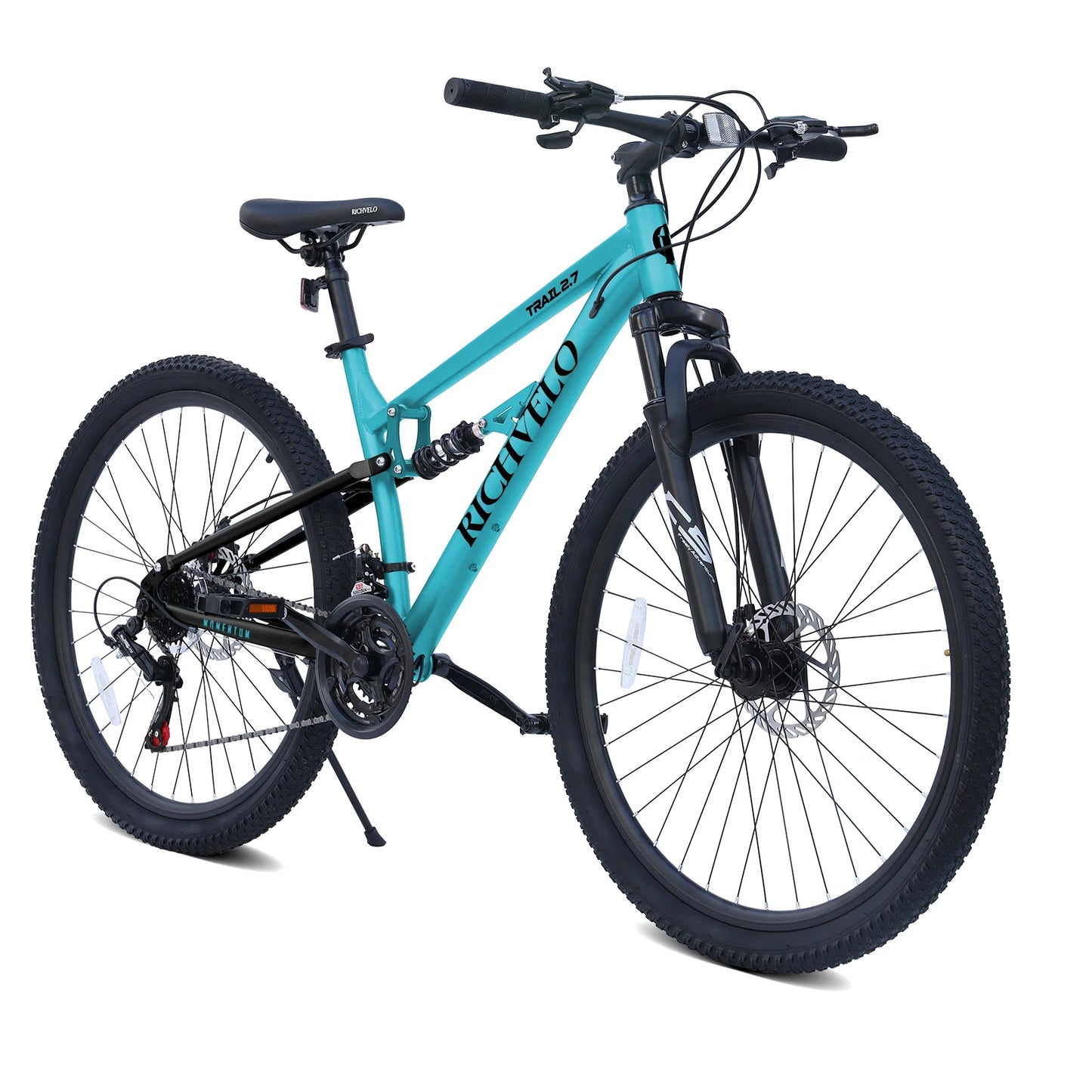 24/26 Inch Mountain Bike, Full Suspension 21-Speed Mountain Bicycle with Dual Disc Brakes, Carbon Steel Frame MTB Bike for Teenagers Adult Men Women