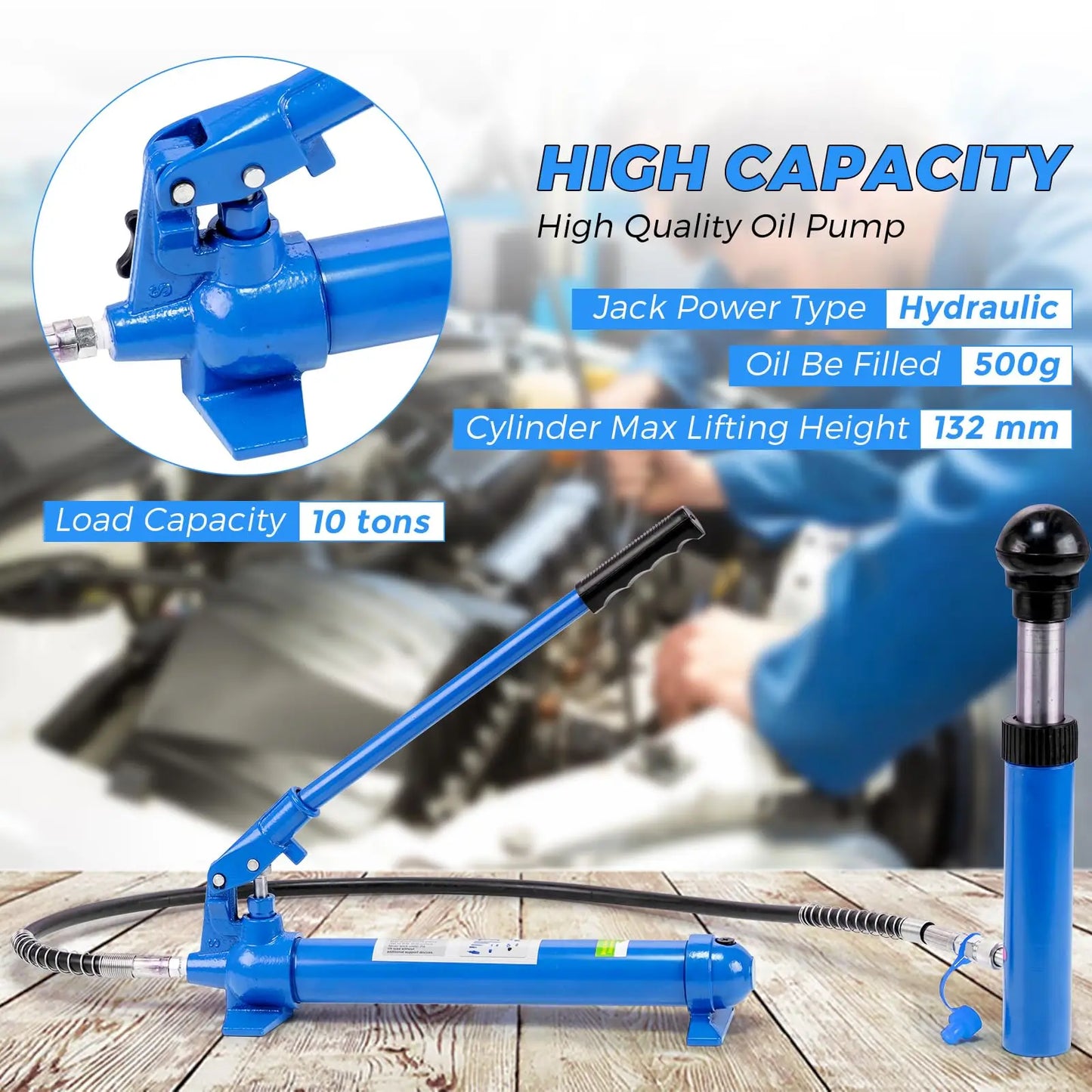 12 Ton Hydraulic Porta Power Kit 26455 lbs Heavy Duty Frame Repair Jack Set With 4.6ft Hose For Auto Body Car Truck Bending Lift
