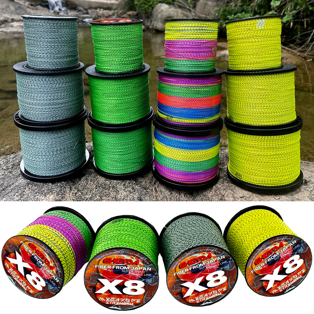GHOTDA Braided Fishing Line Speckle PE Fishing Line 8 Strand Saltwater 18LB-78LB Fishing Wire Carp Multicolor Multifilament Line