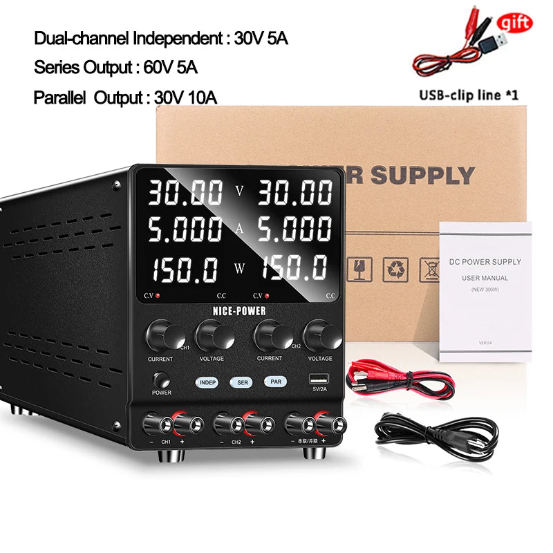 Nice-Power Dual Channel Adjustable Bench DC Power Supply