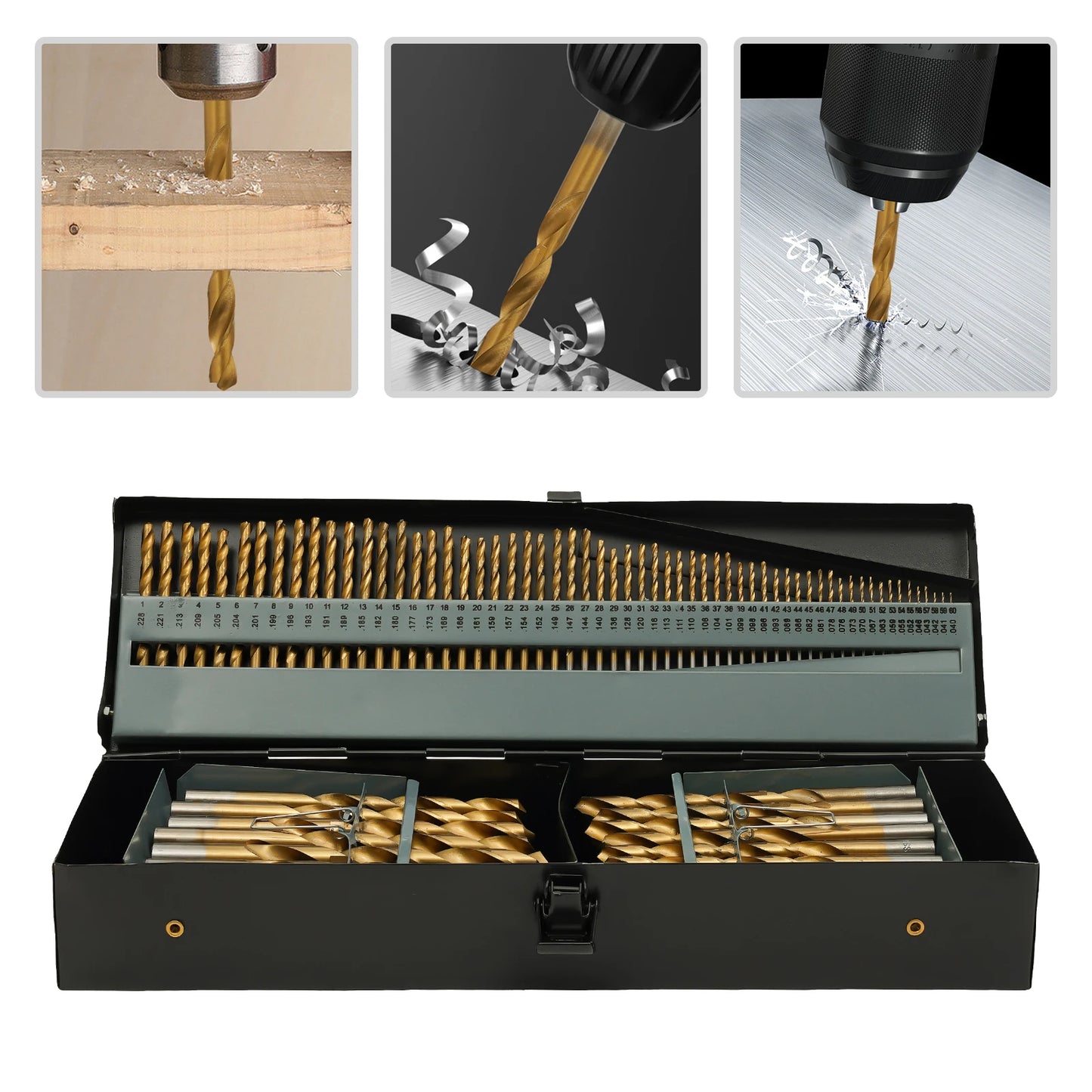 115 PCS Cobalt Drill Bits Set, M35 HSS Twist Drill Bits, 5% Cobalt Alloy Steel, for Hard Materials