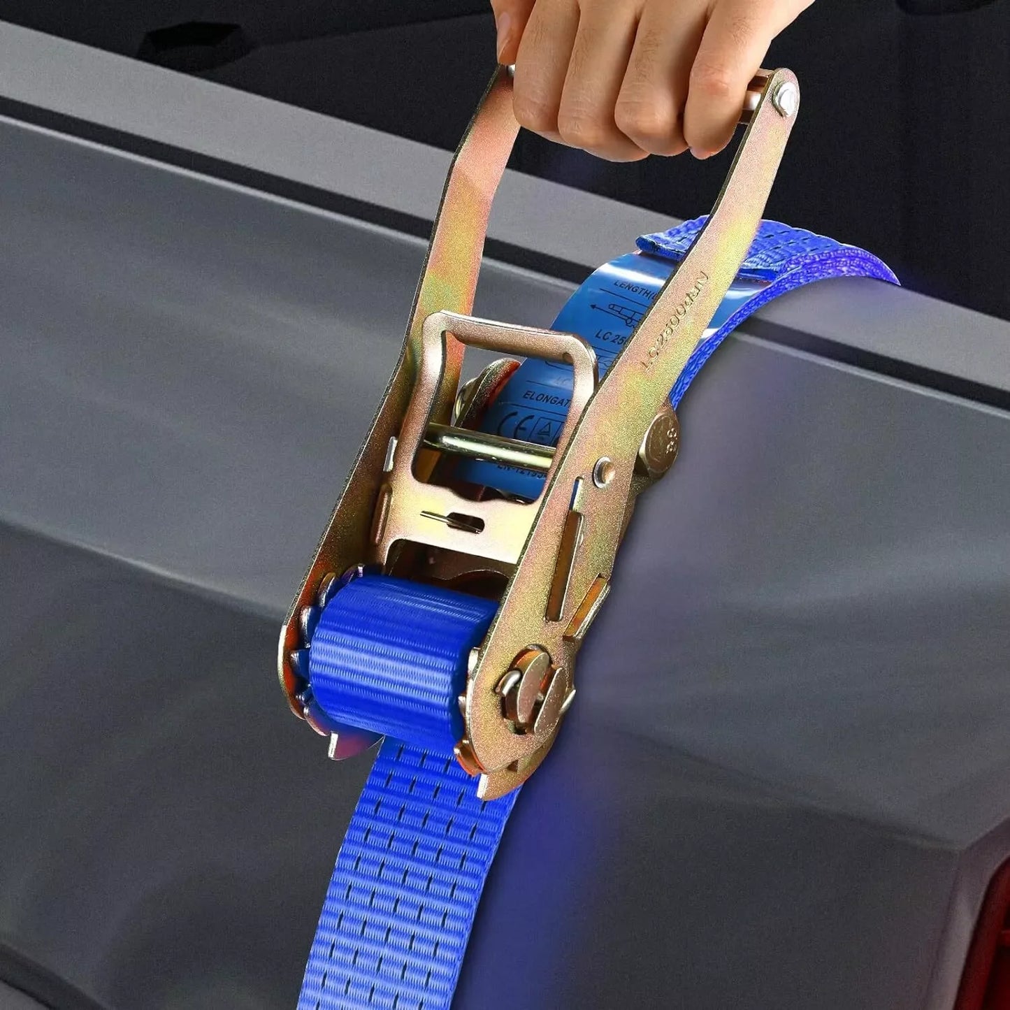 9m X 50mm Double J Hook Ratchet Straps (11,000 lbs Break Strength), Heavy Duty Tie Down Straps for Trucks, Motorcycle, 4Pcs