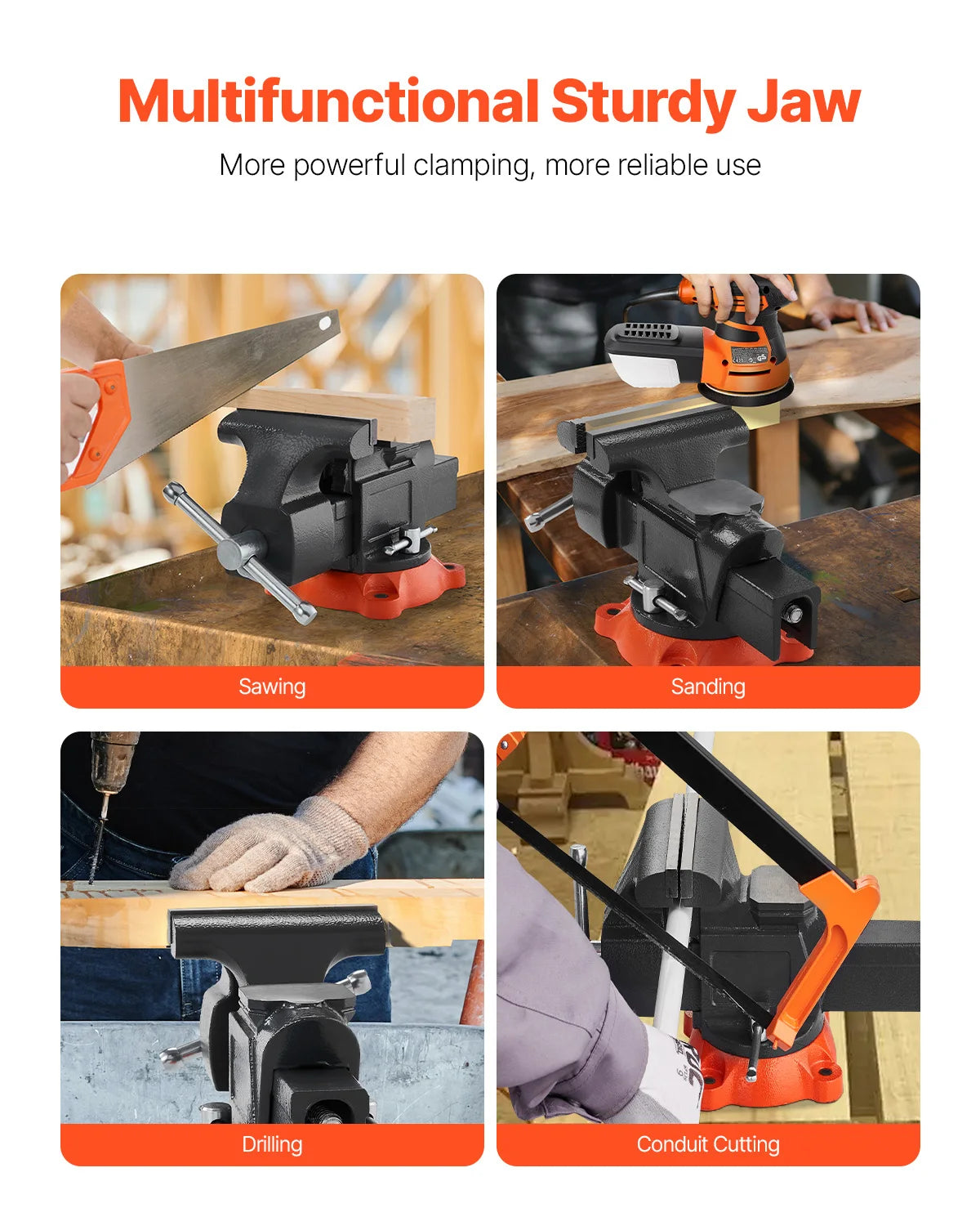 SucceBuy Multipurpose Bench Vise with Swivel Base and Anvil