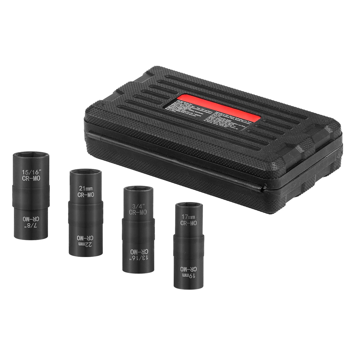 SucceBuy Lug Nut Impact Socket Set 1/2 in Drive Metric SAE 6-Point Flip Socket Set 4 Total Lug Nut Sizes CR-MO Wheel Socket Set