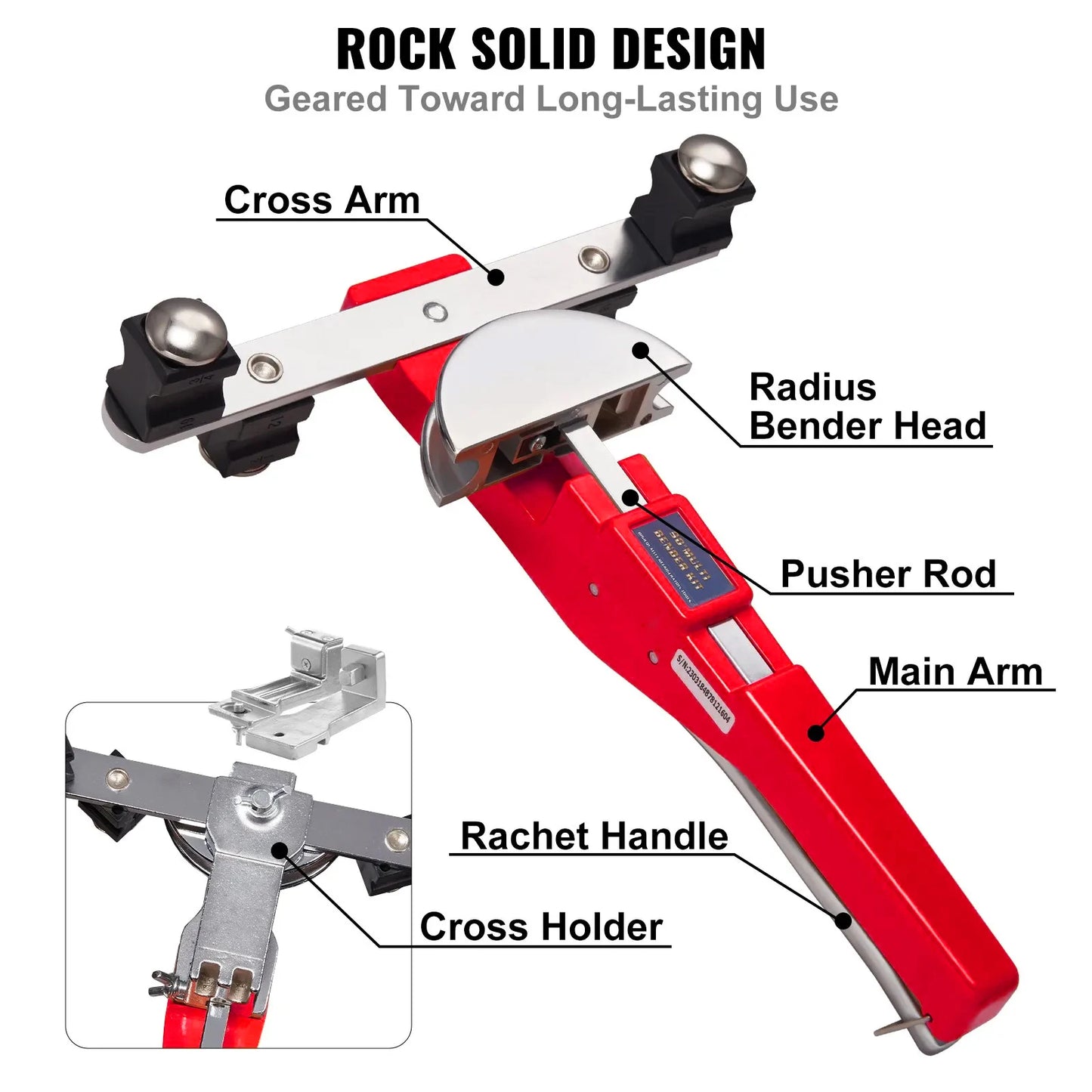 SIHAO Ratcheting Tube Bender 1/4"-7/8" OD, 90° Forward/Reverse Bending Tool with 7 Dies for Copper, Aluminum & Steel Pipes