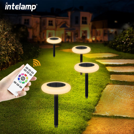 Intelamp Color Changing Solar Pathway Lights for Garden and Landscape