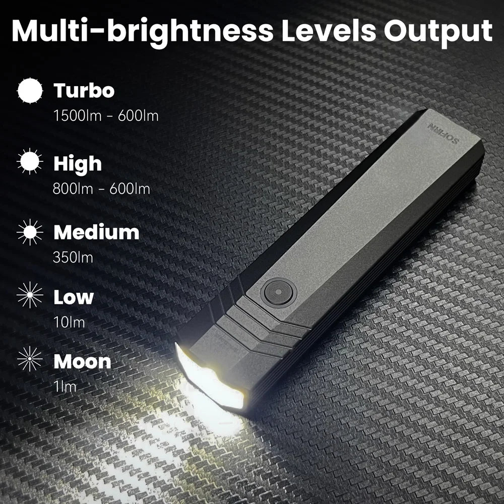 SOFIRN ST1 1500 Lumens Flashlight SFT25R 6000K USB Rechargeable Flashlight for Travel and Camping Supplies Outdoor Lighting