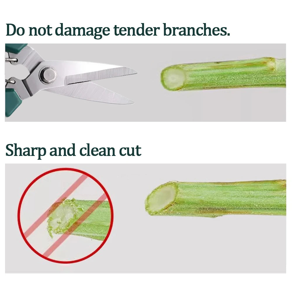 New 190mm Straight Head Pruning Shears Stainless Steel Non Slip Handle Garden Scissors for Bonsai Household Use