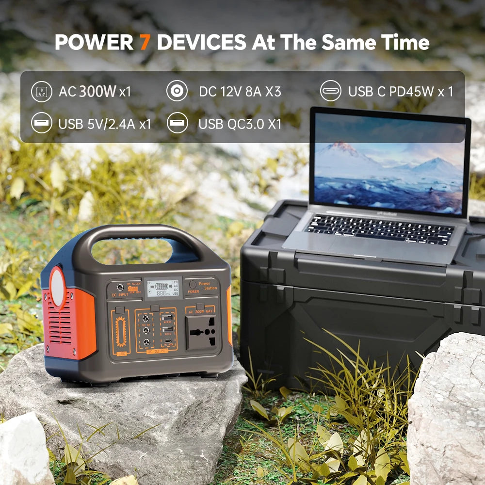 Gaiaray 300W Power Bank Large Capacity 230WH Outdoor Mobile Power Supply Fast Charging 12.8V LifePO4 Battery Charging Dual-Purpose Lithium Battery Household Portable Fishing Tool Outdoor Support UPS with LED Light