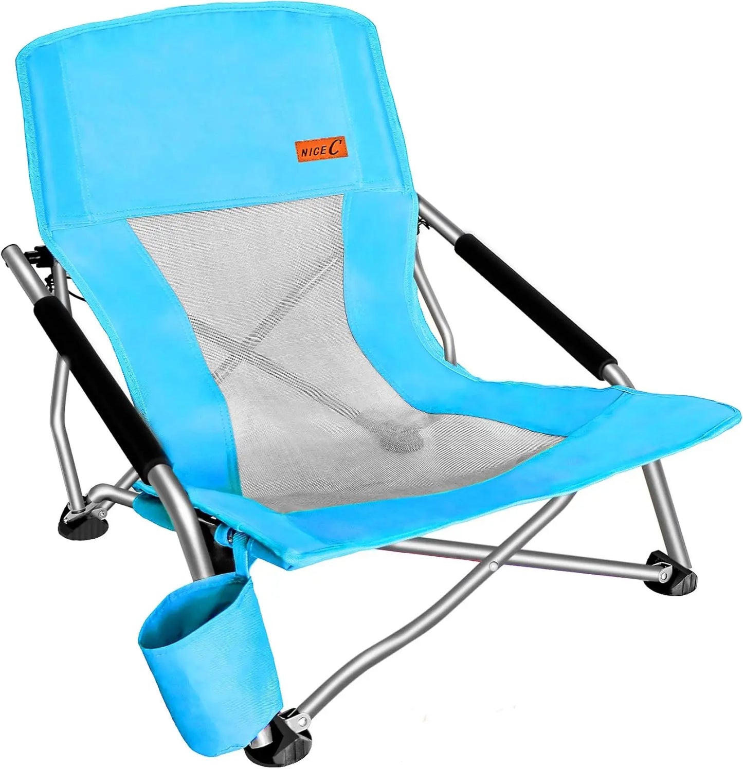 Low Beach Camping Folding Chair, Compact Backpacking River Sand Chair for Adults 2 Pack,Sillas De Playa, with Cup Holder,for Con