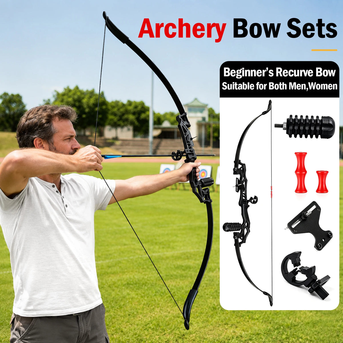 Ambidextrous Aluminum Takedown Recurve Bow Set for Target Shooting