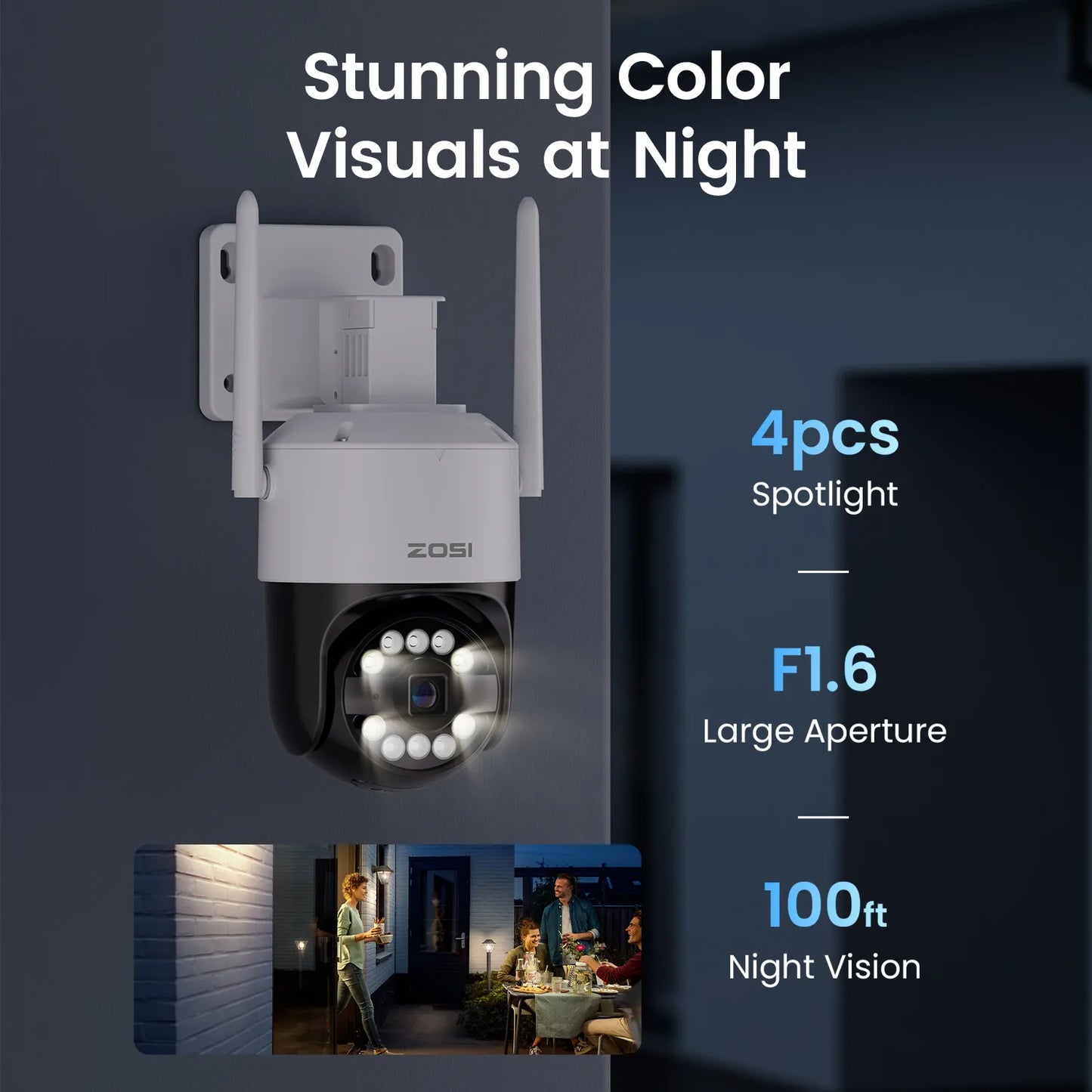 ZOSI C296 8MP/5MP Wifi 6 PTZ Camera 4K HD Outdoor IP Camera AI Detection Auto Track Security Protection CCTV Video Surveillance