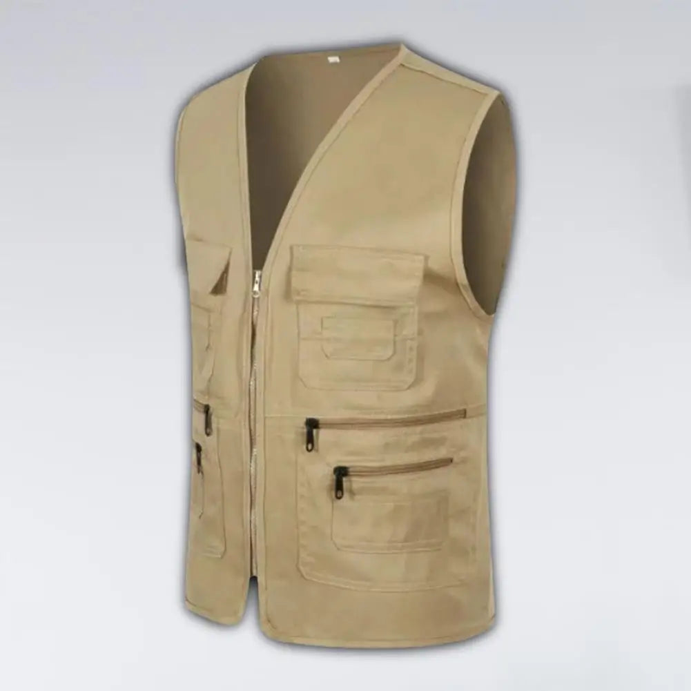 Men Vest Multi-Pocket Outdoor Waistcoat Casual Sleeveless Jacket Plus Size Slim Fit Outerwear Male Clothes Photographer Vest