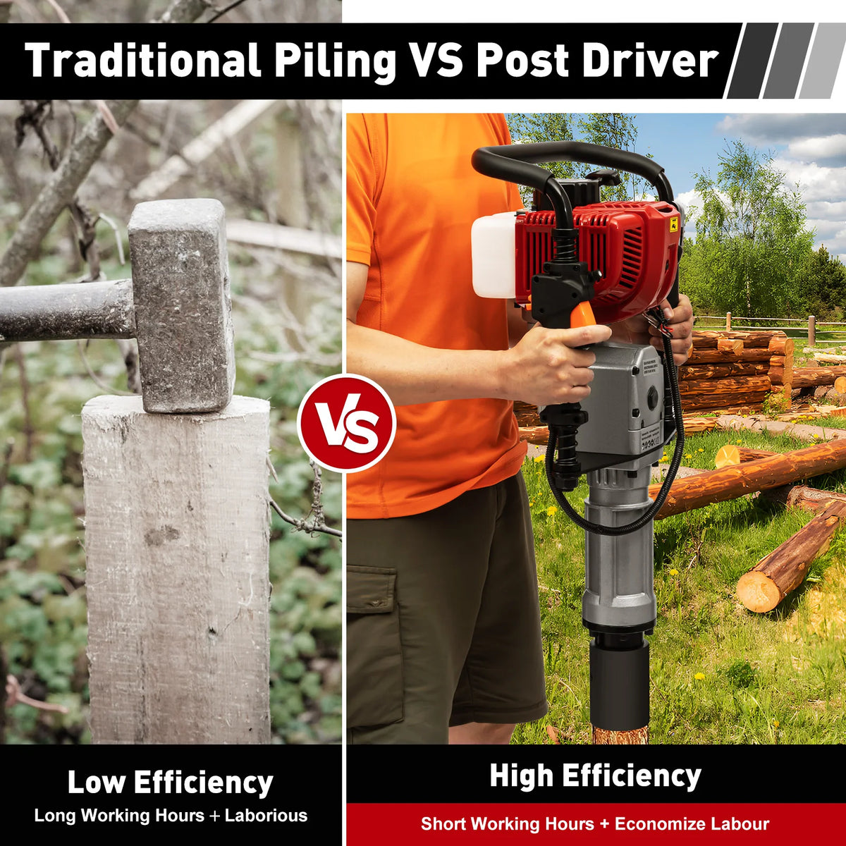 Petrol Powered Post Driver Machine for Garden Fencing and Piling