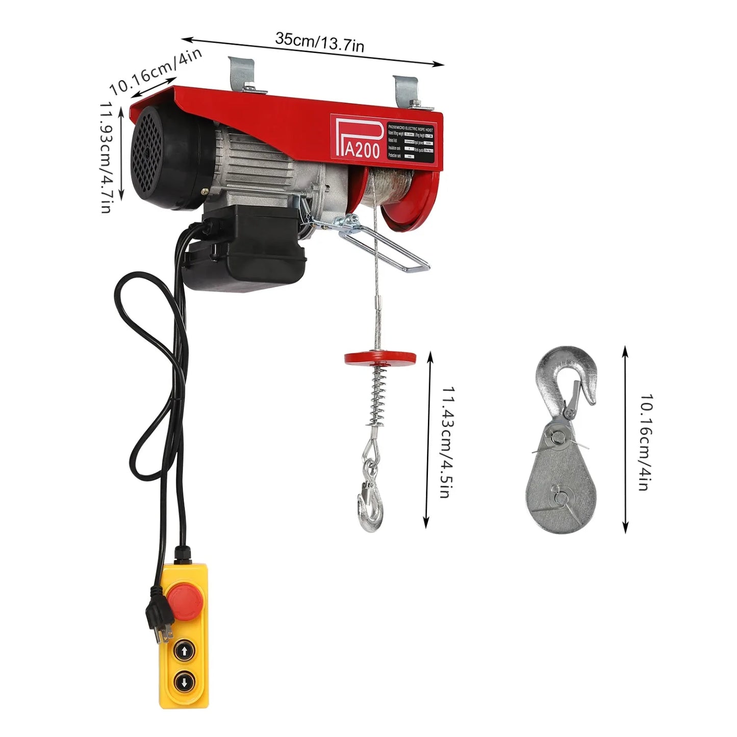 200kg (440LBS) Electric Hoist Winch with Remote Control - 110V Engine Crane for Garage, Workshop Lifting