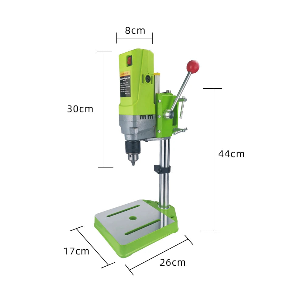 ALLSOME MINIQ Mini Drilling Machine Drill Press Bench Small electric Drill Machine Work Bench gear drive 220V 710W HT2600