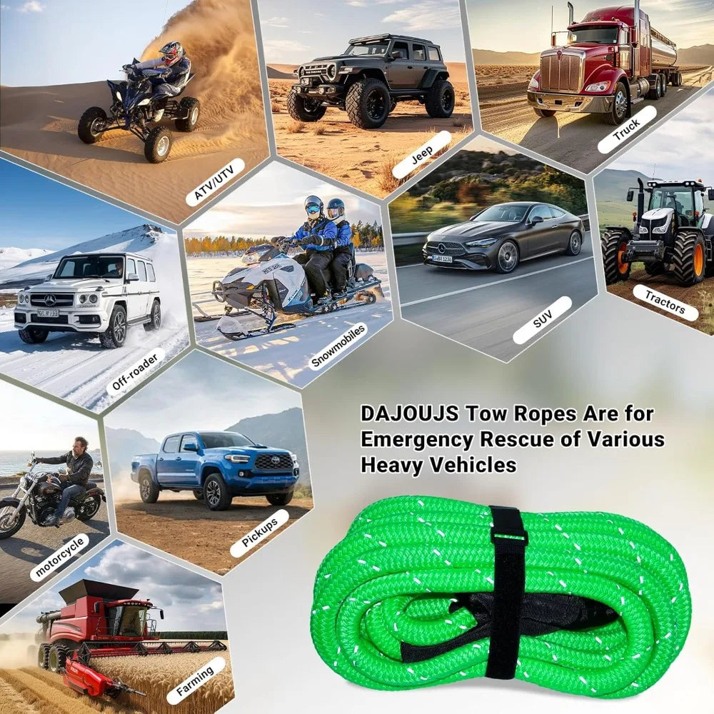 5/8" x 20ft Kinetic Recovery Tow Rope 36000lbs Snatch Strap with 2 Soft Shackles 56000lbs Break Strength Heavy Duty Offroad Towing Rope Kit for Truck ATV UTV