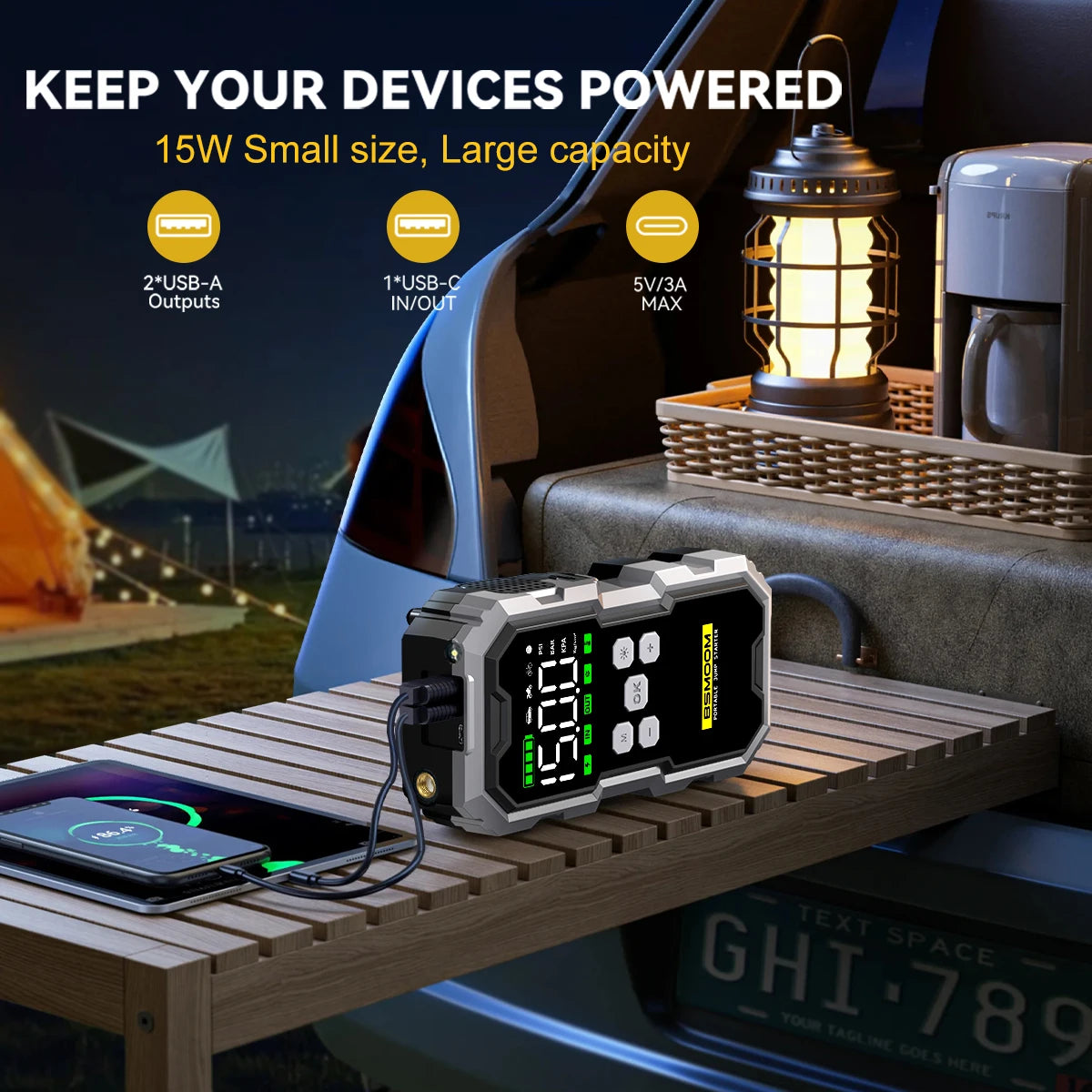 BIUBLE 7000A Car Jump Starter With Air Compressor LED Flashlight