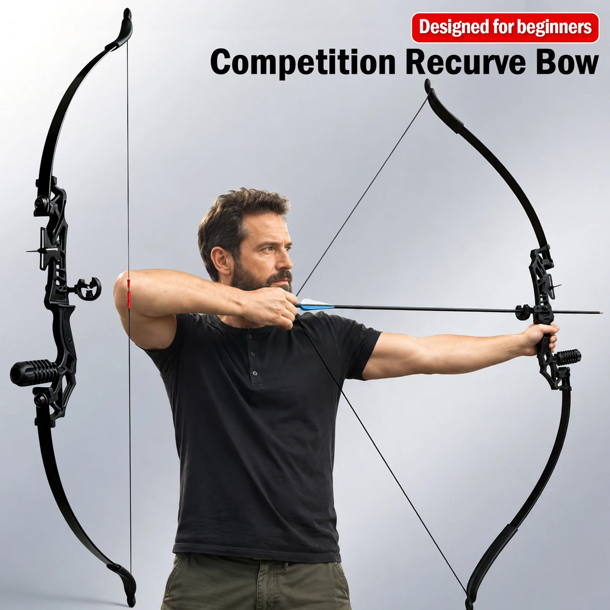 Ambidextrous Aluminum Takedown Recurve Bow Set for Target Shooting