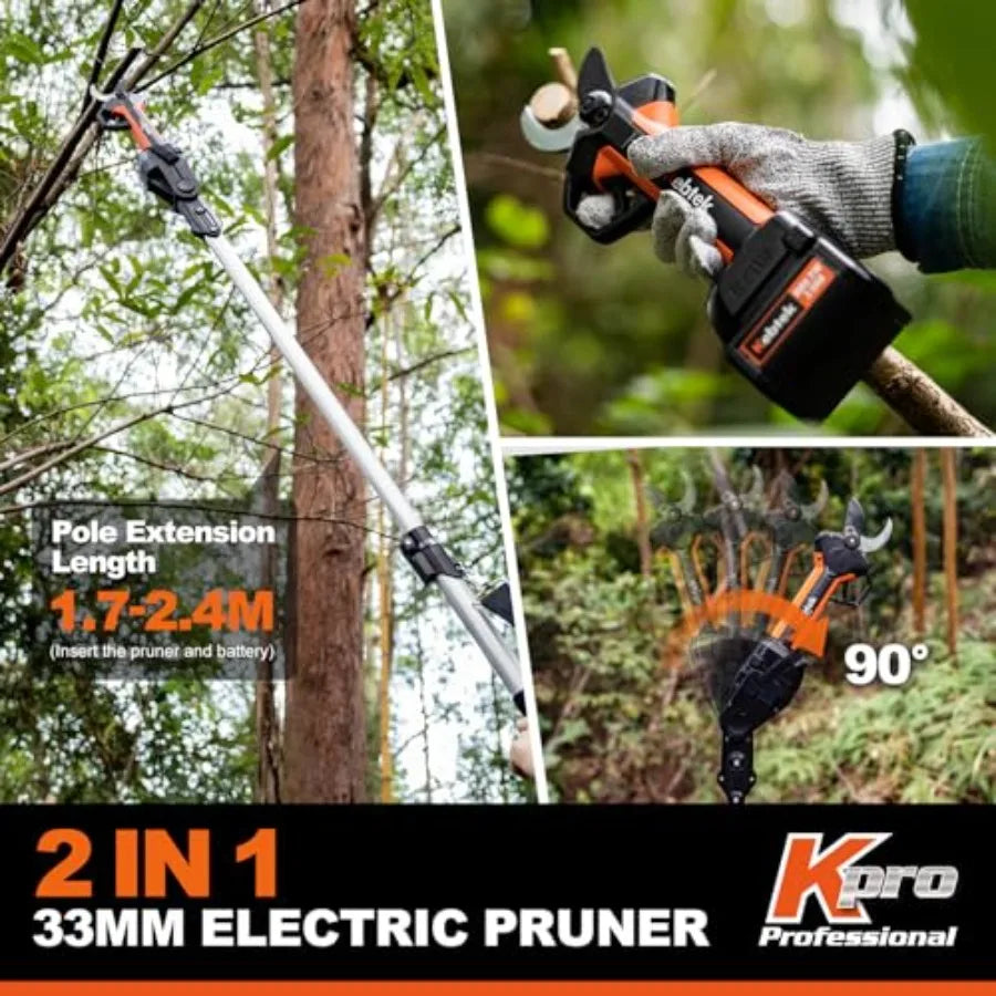 Professional Pruning Shears Battery Powered 33MM Electric Pruner Branch Cutter Cordless Heavy Duty with 1 Pack 2Ah Rechargeable