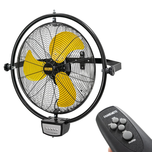 HiCFM 5000 CFM 20 inch Orbital Remote Control Wall Mounted Fan