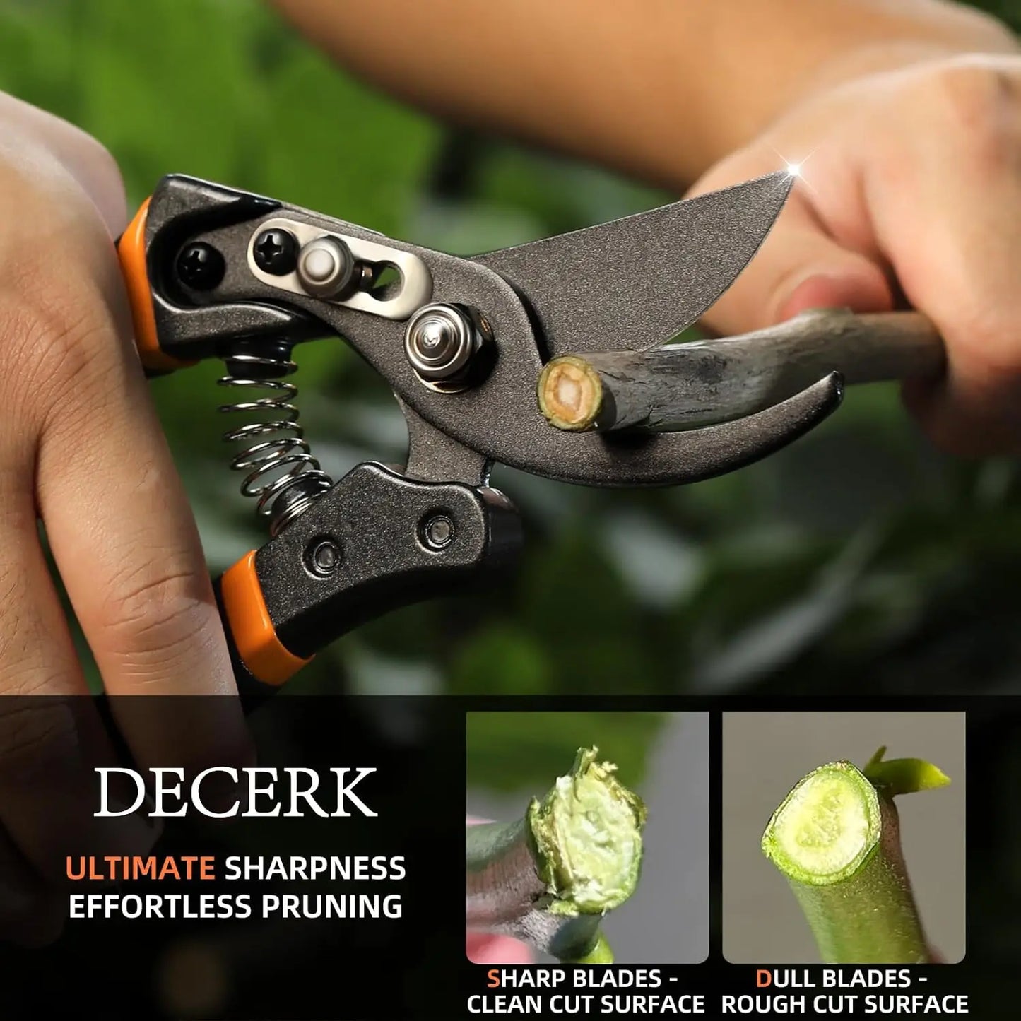 Professional Pruning Shears - Cuts 4X Easier with Ultra Sharp Japanese Steel Titanium Blade, Arthritis Friendly Garden Scissors