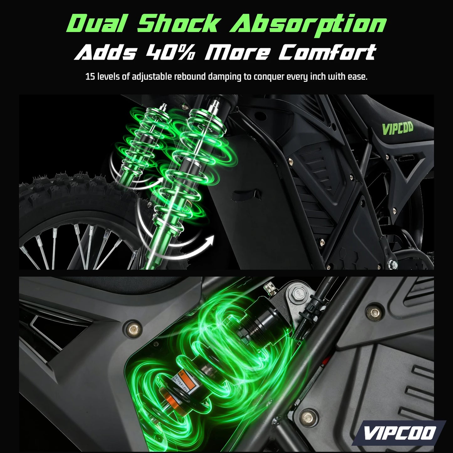 VIPCOO H3 Electric Dirt Bike 3500W 48V23AH Electric Motorcycle Fat Tire Nitrogen Suspension E Dirt Bike for Teens and Adults