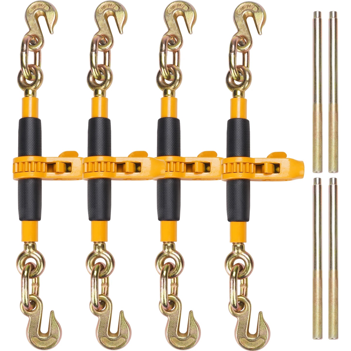 SucceBuy Heavy Ratchet Chain Binder Tie Down Hauling Load Strap with Detachable Hook Antiskid Handle for Flatbed Truck Trailer