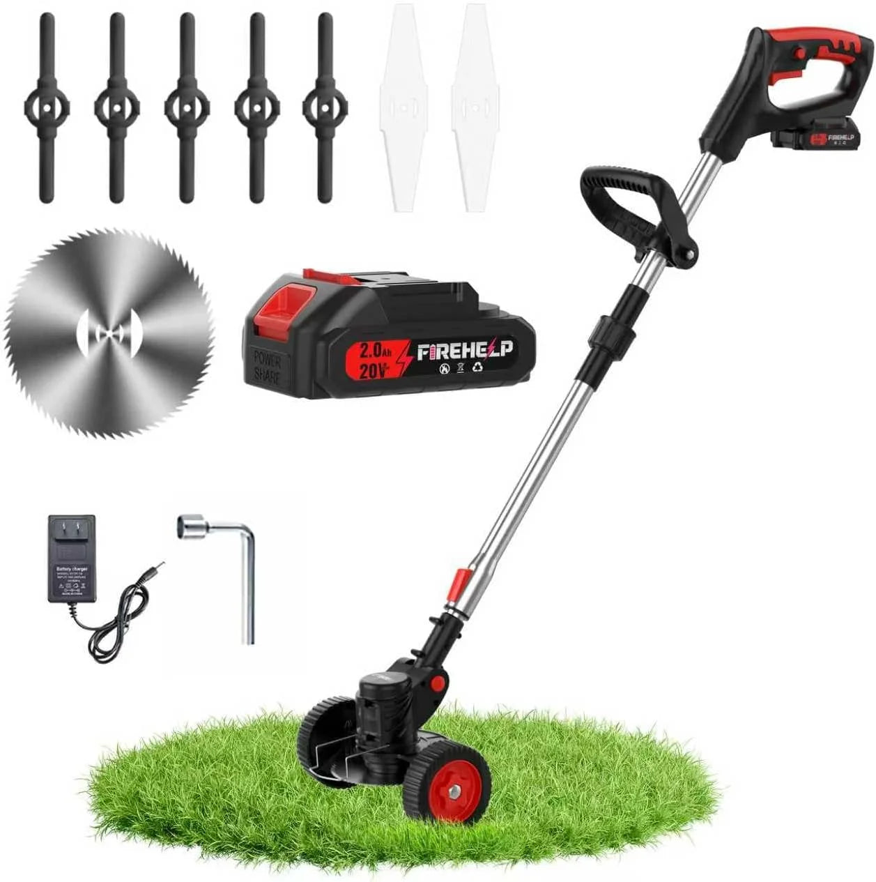 Wheel-Equipped Cordless Electric Lawn Mower for Home use, Portable, Multifunctional Lawn Trimmer