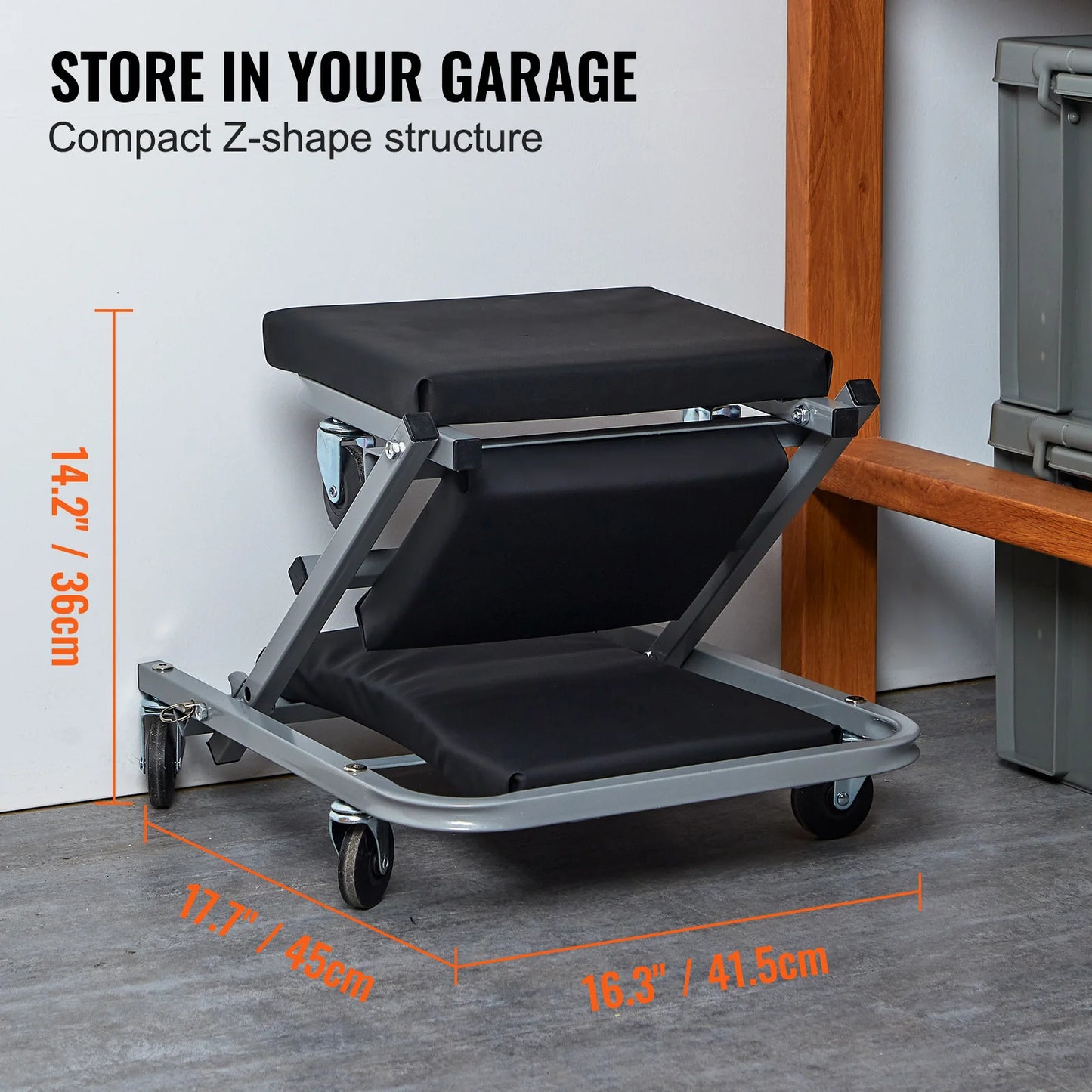 SucceBuy Mechanic Creeper 36" Z-Creeper Seat 2 in 1 Garage/Shop Creeper 300 lbs Capacity, Low Profile Creeper with 6 pcs Wheels